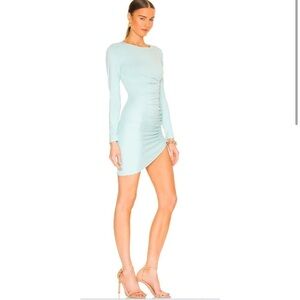 NWT Susana Monaco long Sleeve rouched ice blue mini dress large